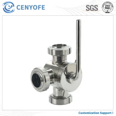 Stainless Steel Sanitary 3 Way Plug Valve with Bsm Union